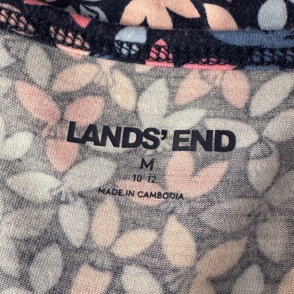 Lands’ End Medium (10-12) Top Floral Short Dolman Sleeves Stretch Scoop Neck - Picture 7 of 9